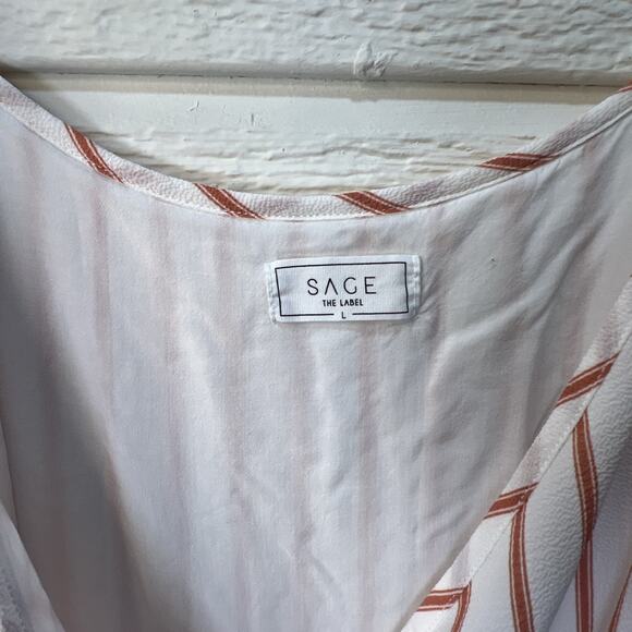 Sage The Label Size Large Wrap dress mini striped adjustable lined button close - Picture 3 of 11